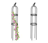 Relaxdays Set da 2 Obelischi per Rampicanti, Graticolato per Piante, Rose, Edere, H: 126 cm, Accessori da Giardino, Nero, Acciaio