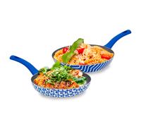 Set 2 Padelle Antiaderenti Onde 24-28 cm Blu con Manico Soft Touch