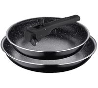 BERGNER Click & Cook Black Edition | Set di Padelle | 2 Padelle di Alluminio Stampato di 24 e 28 cm | Con Manico Ergonomico Intercambiabile | Utensili da Cucina | Per Ogni Tipo di Piano Cottura
