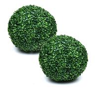 Set 2 Palline in Legno di Bosso 28cm Vibranti Piante Decorative per la Tua Casa