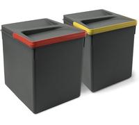 Set 2 Pattumiere da Incasso 15L per Cassetto Cucina Raccolta Differenziata
