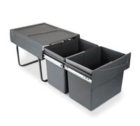 Set 2 Pattumiere Differenziata per Mobile 30 Litri in Acciaio e Plastica Emuca Grigio antracite
