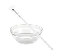 Set 2 Pennelli a Ventaglio per Maschere Viso, Bianco, Manico Comodo | Nylon, Legno, Alluminio e Vetro, Facile da Pulire, per Applicare Ingredienti Cosmetici su Piccole Zone del Viso