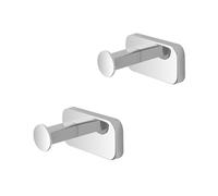 Set 2 Pezzi Accessori Bagno Cubik Con Due Appendini Portasciugamani Da Muro, In Acciaio Cromo Con Installazione Mediante Viti E Tasselli O Biadesivo 3M Inclusi