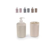 Set 2 pezzi bagno dosatore sapone e porta spazzolino portaspazzolini in plastica colori assortiti 7 * 10 cm VOC-845581