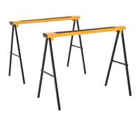 Set 2 Pezzi Cavalletti da Lavoro Pieghevoli e Portatili, Nero Giallo, Max. 250kg