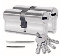 Set 2 Pezzi Cilindro per Serrature 35/35mm, Cilindro a Doppia Serratura, Viti e Chiavi Incluse, Montabile Facilmente, Serratura per Porte e Garage, Anti-perforazione, Chiave Unica, Lunghezza 70mm