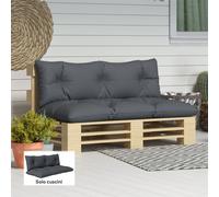 Set 2 Pezzi Cuscini da Giardino per Divani e Pallet in Poliestere con Imbottitura Spessa, Grigio Carbone