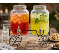 SET 2 PEZZI Dispenser 4 L per Bevande in Vetro Con Rubinetto Contenitore Bevande Aromatizzate Erogatore Aperitivi per Feste Cocktail Mod. New Castle