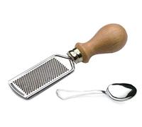 Set 2 Pezzi Grattugia con Manico in Legno + Cucchiaino Inox, Utensili da Cucina Pratici, Resistenti, Made in Italy, per Formaggi, Spezie, gratta Agrumi, grattugia Parmigiano e formaggi duri