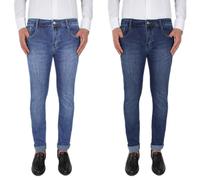 Set 2 Pezzi Jeans Uomo Cotone Invernale Pantaloni 5 Tasche Elasticizzato VEQUE
