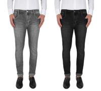 Set 2 Pezzi Jeans Uomo Cotone Invernale Pantaloni 5 Tasche Elasticizzato VEQUE