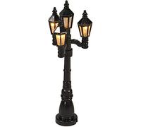 Set 2 Pezzi Lampioni da 4 Lampade in Miniatura 12 cm con luci per Presepe, villaggi, paesaggi modellismo, casa per Le Bambole Lampada a Batteria Stile Inglese Vittoriano Coloniale Street Lamp