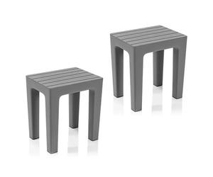Set 2 pezzi Lello lo sgabello multiuso ad alta resistenza grigio effetto legno