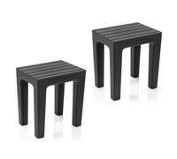 Set 2 pezzi Lello lo sgabello multiuso Nero ad alta resistenza con effetto legno