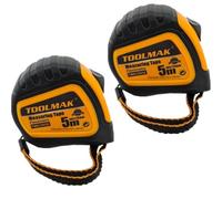 Set 2 pezzi - Metro Nastro Flessometro 5m 25mm Autobloccante Professionale Rivestito Nylon Gommato Antiurto Precisione - Arancione Nero