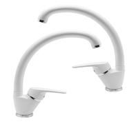 Set 2 pezzi Miscelatore Ottone Bianco Lavello Cucina Oslo Erogazione Orientabile