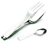 set 2 pezzi molla pinza forchettone per carne e cucchiaino, prodotti inox, servi carne e sugo, utensile per carne, italiani