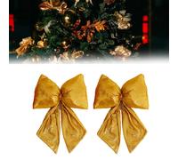 Set 2 Pezzi Ornamenti Fiocco Natalizio Seta Gialla per Decorazioni Albero e Coro