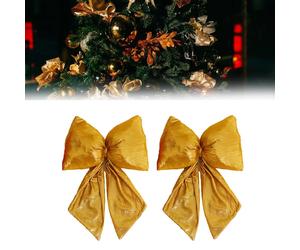 Set 2 Pezzi Ornamenti Fiocco Natalizio Seta Gialla per Decorazioni Albero e Coro