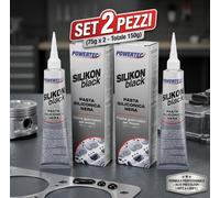 SET 2 PEZZI POWERTEC SILIKON BLACK - PASTA SILICONICA NERA MOTORI (75g x 2)
