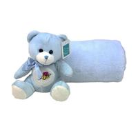 Set 2 pezzi regalo bimbo neonato copertina coperta plaid pile peluche orso