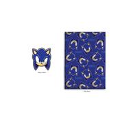 Set 2 pezzi - SONIC - Plaid e Cuscino - 100x140 cm - Poliestere morbido - Ideale per bambini