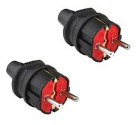 Set 2 pezzi - Spina Schuko Maschio 16A 250V Presa Tedesca Professionale Potenza 3500W - Nero