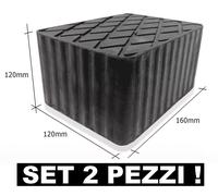 SET 2 PEZZI Tamponi in gomma H 120 mm per ponti sollevatori spessore MADE ITALY