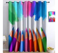 Set 2 Pezzi Tende Decorative Moderne Pastelli Colorati Dei Cartoni Animati- Tende Decorative per Soggiorno o Camera da Letto, Oscuranti in Tessuto di Alta Qualità, Stile Elegante, Bianco, 280 x 245 cm