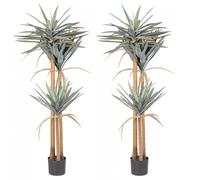 Set 2 Piante Artificiali Yucca 80x75x152 cm in Plastica con Vasi Verde