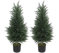 Set 2 Piante Finte Di Cipressi Alberi AntI-Uv, Ø40x90 Cm, Verde