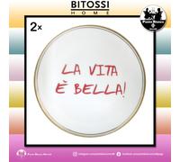 Set 2 piatti colorati da cucina o ristorante in porcellana per dolce o frutta