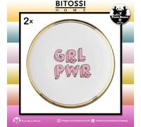 Set 2 piatti colorati da cucina o ristorante in porcellana per dolce o frutta