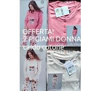 Set 2 Pigiama donna jukon cotone caldo interlock manica lunga serafino invernale