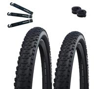 Set 2 pneumatici Schwalbe Smart Sam Addix Performance Line nero 60-406 (20 x 2,35) + 2 tubi compatibili AV7 con leva per pneumatici maxxi4you