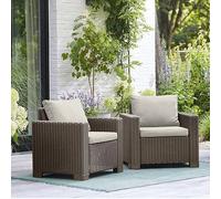 Keter Set di Due Poltrone da Giardino California, Dotate di Cuscini su Seduta e Schienale, 83x68x71,5 H, Realizzata con Caratteristica Finitura Intrecciata, Colore Cappuccino