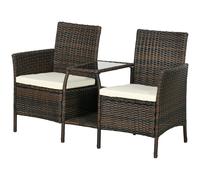 Set 2 Poltrone Moderne con Tavolino Caffè da Giardino 138x60x87 cm in Rattan Marrone