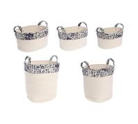 Set 2 Portabiancheria e 3 Ceste Veronica Tonde in Poliestere