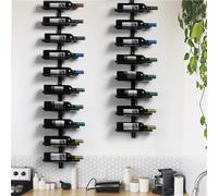 Set 2 Portabottiglie Vino Metallo Parete Mensola Espositore Vino Scaffale Nero