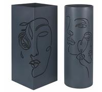 Set 2 portaombrelli in ferro, con scritta, grigio scuro, Face to Grey