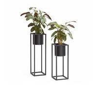 Set 2 Portapiante con Vaso e Struttura in Ferro dal Design Moderno