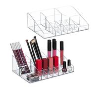 Set 2 Portatrucchi Trasparente 14 Scomparti Make Up Organizer Porta Rossetti