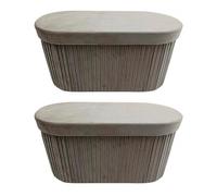 Set 2 Pouf Contenitore 76x38x38 cm Jocelyn in Velluto Beige