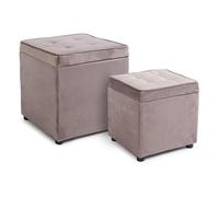 SET 2 POUF CONTENITORE IMBOTTITO TRAPUNTATO SALVASPAZIO IN VELLUTO BELLVILLE