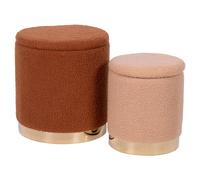 Set 2 pouf contenitore in tessuto effetto teddy, Sibilla