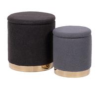 Set 2 pouf contenitore in tessuto effetto teddy, Sibilla