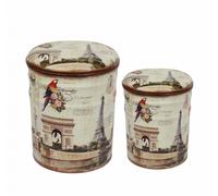 Set 2 Pouf Contenitore Tondo in MDF Parigi