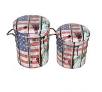 Set 2 Pouf Contenitore Tondo in MDF Usa