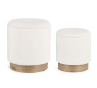 Set 2 Pouf Contenitore Zoya Bianco
